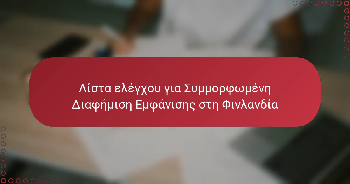 Checklist για Συμμορφωμένη Διαφήμιση Εμφάνισης στη Φινλανδία
