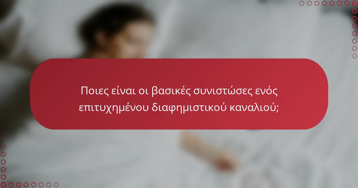 Ποιες είναι οι βασικές συνιστώσες ενός επιτυχημένου διαφημιστικού καναλιού;