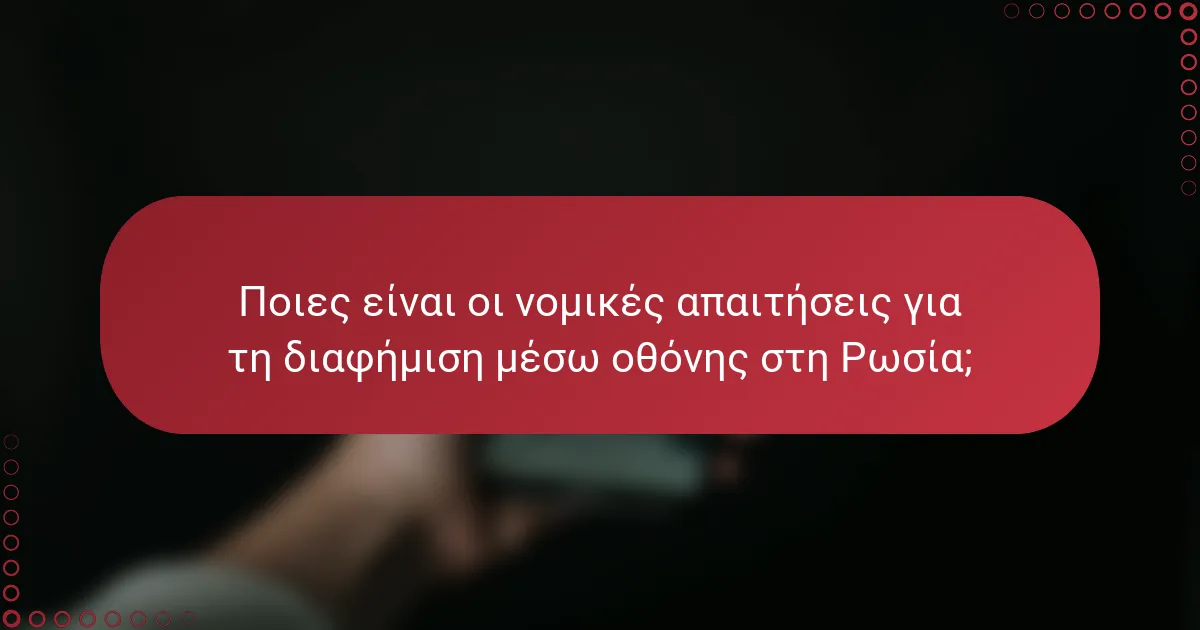 Ποιες είναι οι νομικές απαιτήσεις για τη διαφήμιση μέσω οθόνης στη Ρωσία;